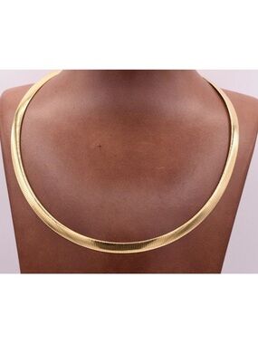 6mm Italian Reversible Omega Chain Necklace 14K Yellow Gold-Plated Silver 925